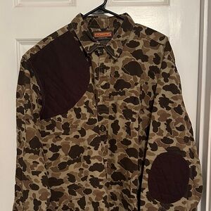 Men's Camouflage Shirt Jacket with Brown Accents